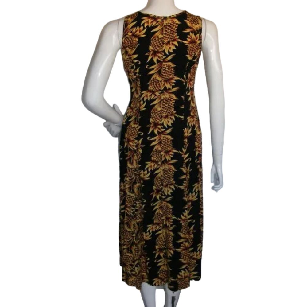 PINEAPPLE MOON Midi Dress, 2, Pineapple print, Sleeveless, Sheath, Black/Yellow - Picture 6 of 13